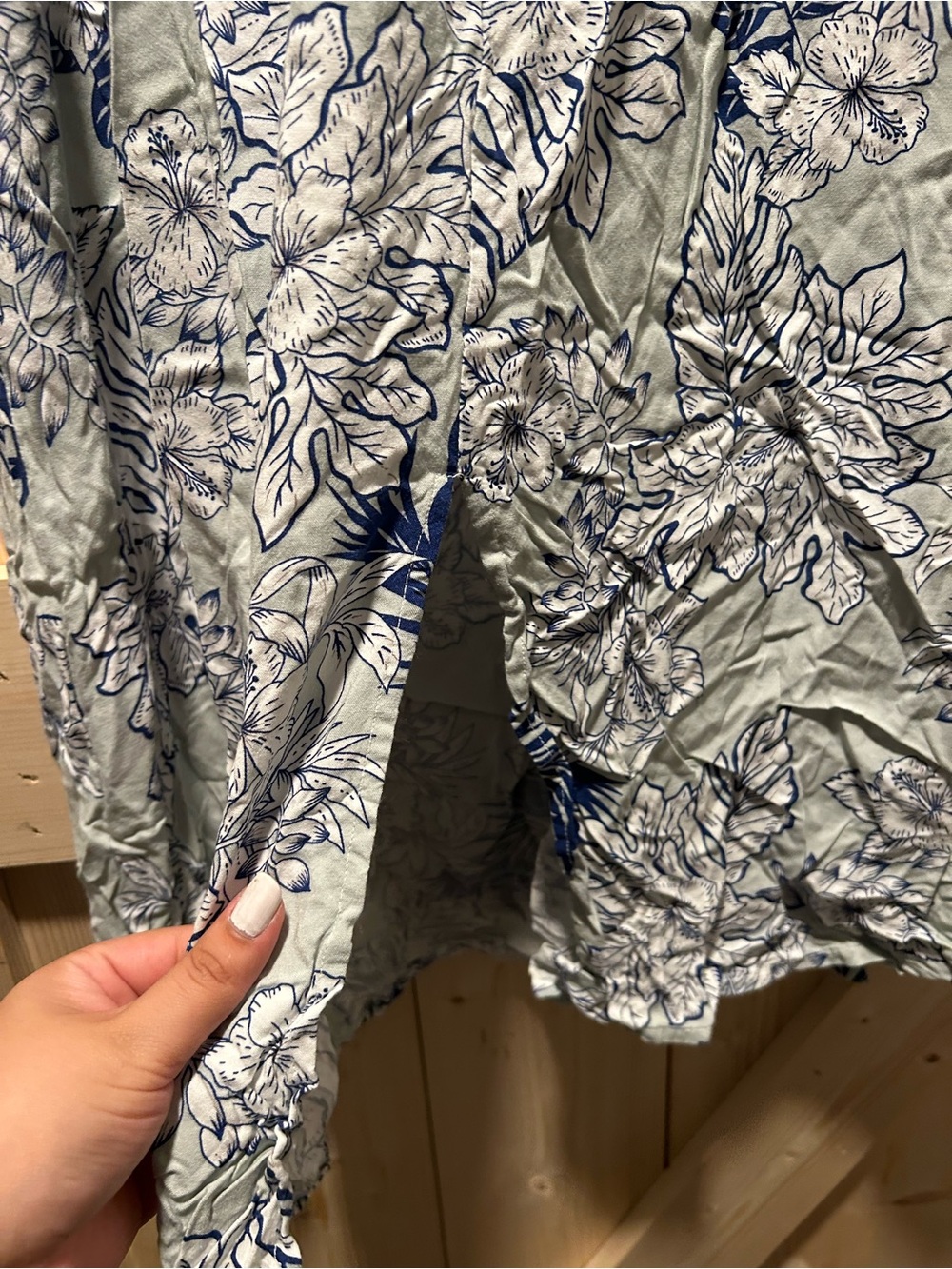Lapis Floral Button-Front Midi Dress in Sage and Navy - Picture 2 of 5